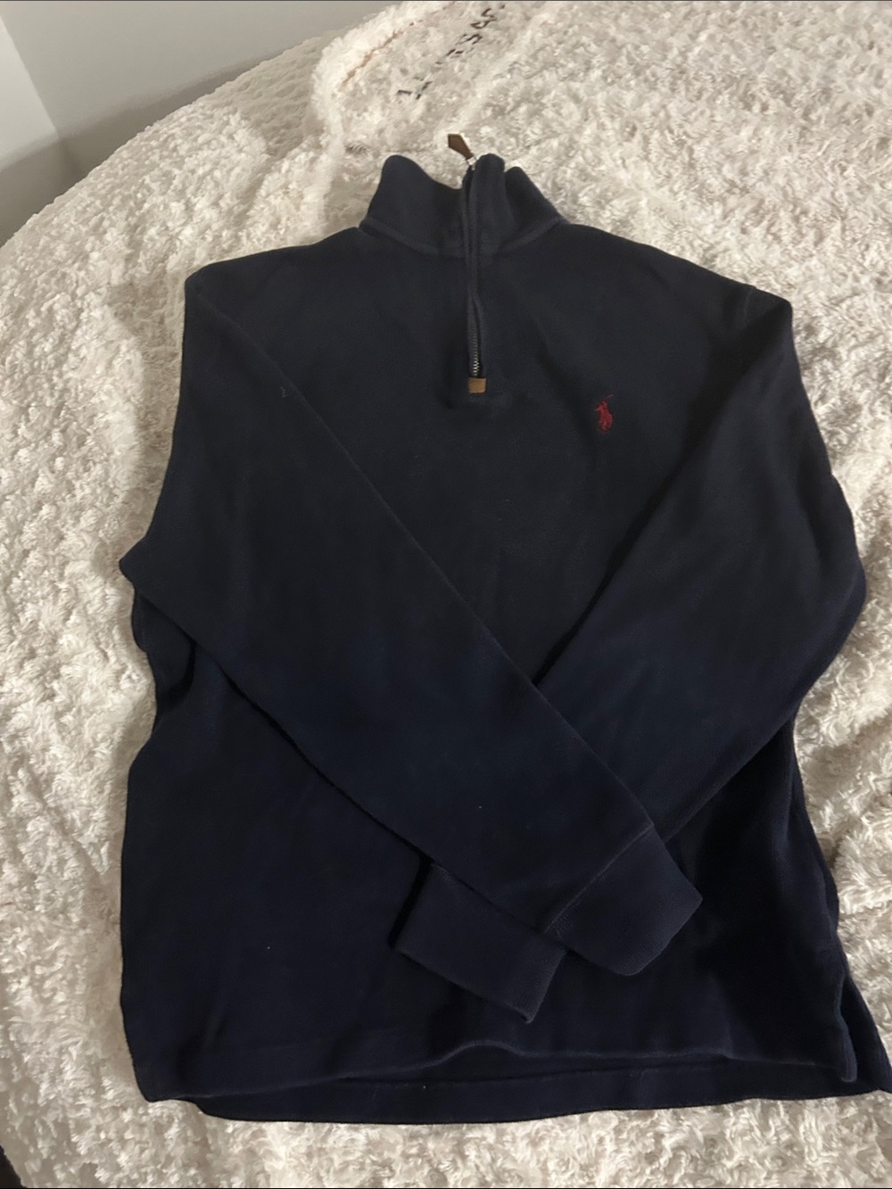 Polo by Ralph Lauren Navy Quarter-Zip Sweater with Red Pony